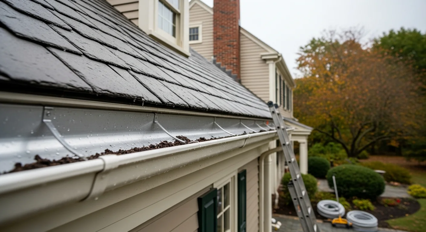 Clean residential gutters after professional cleaning service