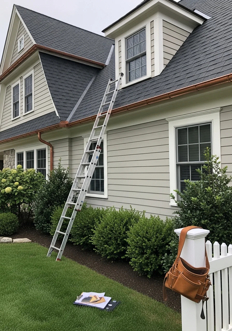 Professional team member inspecting a Fairfield County property, showing hands-on expertise and attention to detail.
